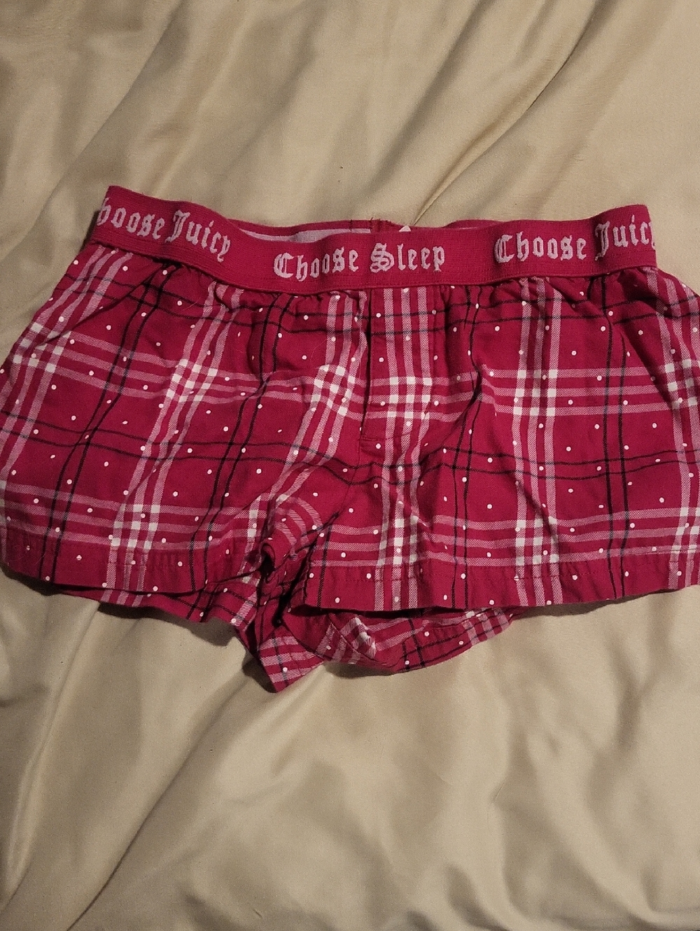 Juicy Couture Hot Pink Plaid Sleep Shorts with Logo Waistband